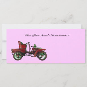 Carte VOITURE RETRO, RESTAURATION AUTOMATIQUE, rose