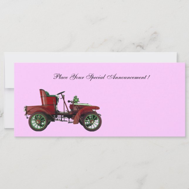 Carte VOITURE RETRO, RESTAURATION AUTOMATIQUE, rose (Devant)