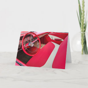 Carte Voiture rouge et blanche fête des pères