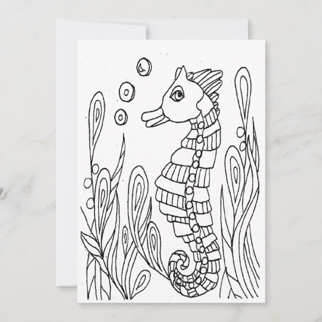 Carte Voitures de coloriage Sea Horse (Devant)