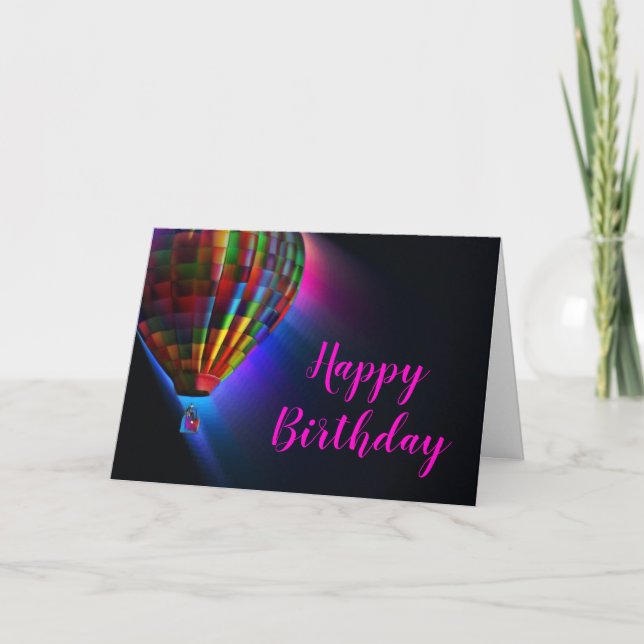 Carte Vol magique Noir et chaud Anniversaire (Devant)