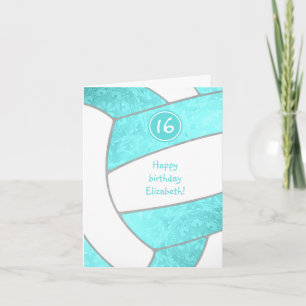 Carte volley-ball féminin turquoise brillante