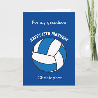 Carte Volleyball Bleu 13e Anniversaire