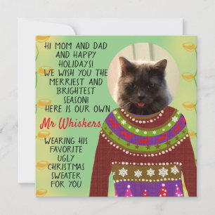Carte Votre chat Personnalisé Snarky Christmas Flat Card