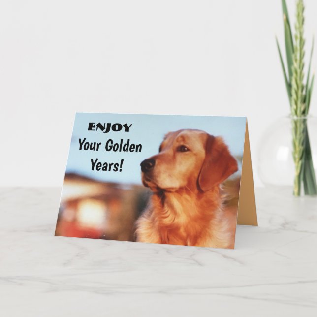 Carte Votre chien retriever doré pour les vœux de retrai (Devant)