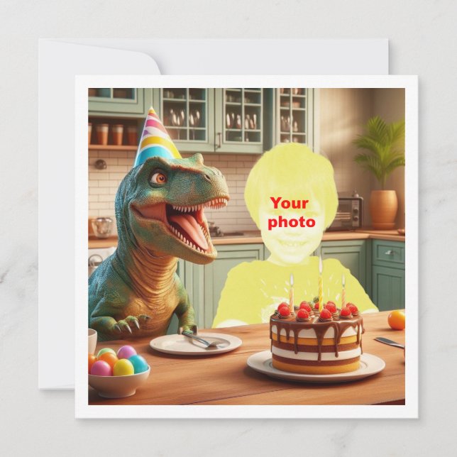 Carte Votre enfant avec dinosaure, anniversaire dinosaur (Devant)