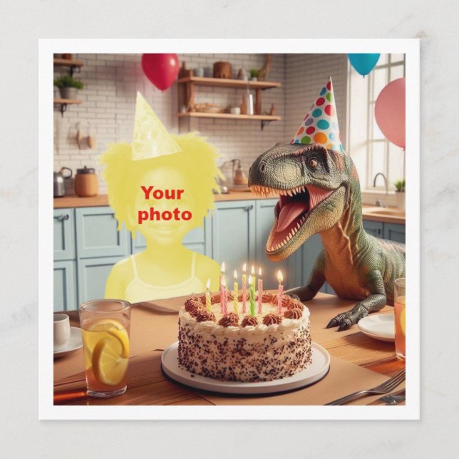 Carte Votre enfant avec un anniversaire de dinosaure, vé (Devant)
