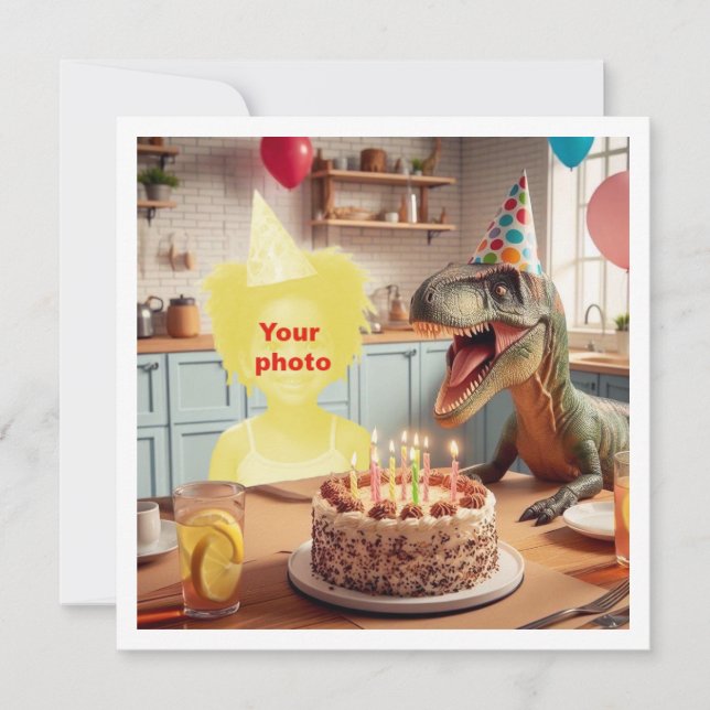 Carte Votre enfant avec un anniversaire de dinosaure, vé (Devant)