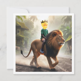 Carte Votre enfant montant un lion, mettez mon visage su