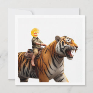 Carte Votre enfant monte un tigre, mettez mon visage dan