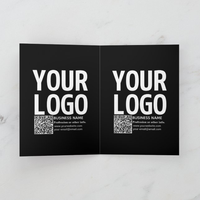 Carte Votre logo avec code QR et texte modifiables (Intérieur)
