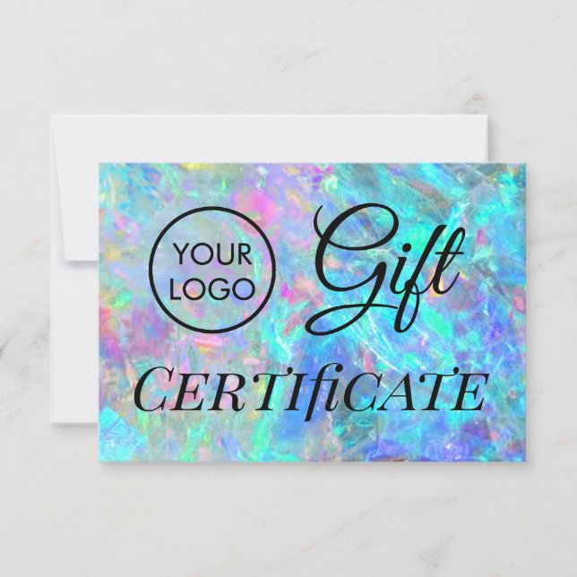 Carte votre logo opale certificat cadeau (Devant)
