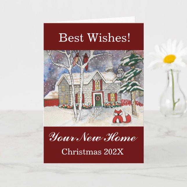 Carte Votre nouvelle maison Meilleurs voeux Noël (Petite plante)