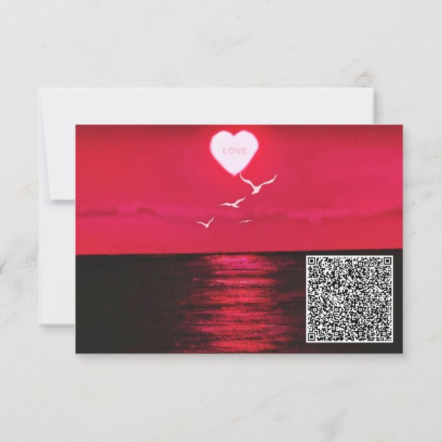 Carte Votre QR Code Wish Birthday Card Sea Sunset Love (Dos)