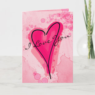 Carte VOTRE TEXTE Aquarelle rose Coeur