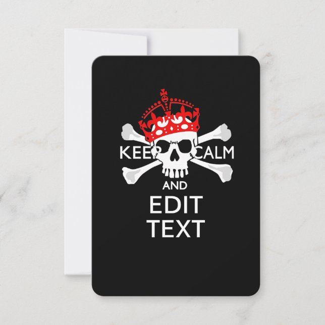Carte Votre texte Gardez le calme Crossbones de couronne (Devant)