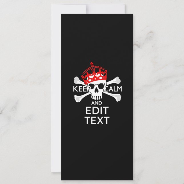 Carte Votre texte Gardez le calme Crossbones de couronne (Devant)