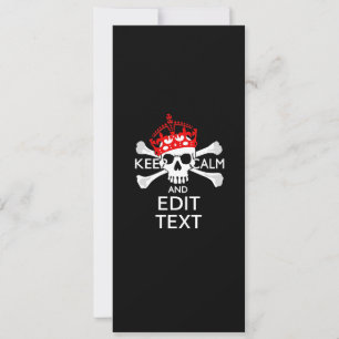 Carte Votre texte Gardez le calme Crossbones de couronne