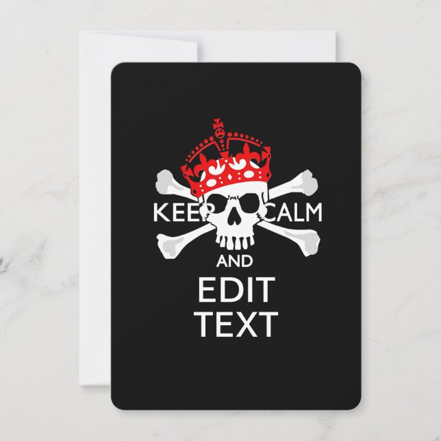 Carte Votre texte Gardez le calme Crossbones de couronne (Devant)