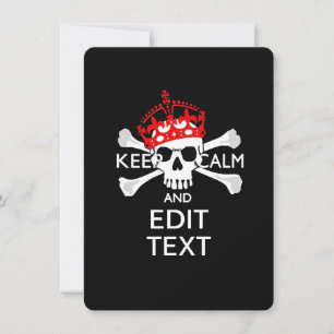 Carte Votre texte Gardez le calme Crossbones de couronne