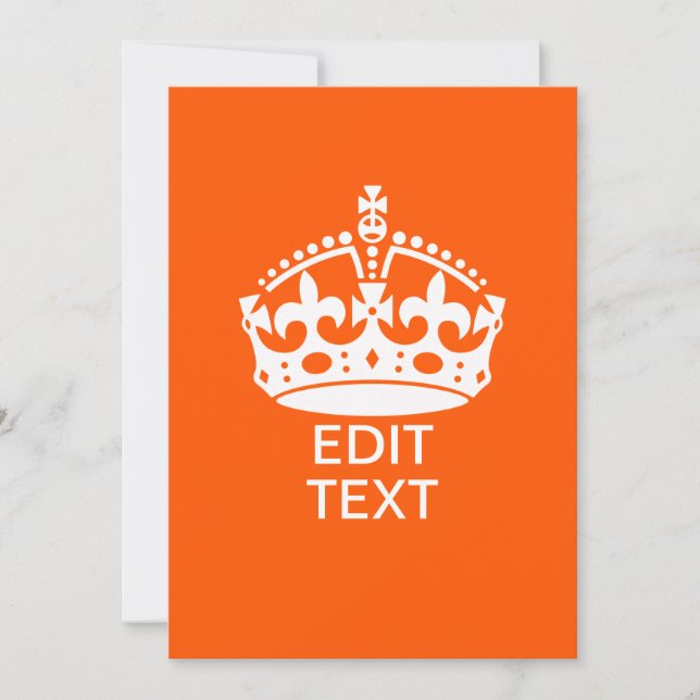 Carte Votre texte sur Couronne Keep Calm Orange (Devant)