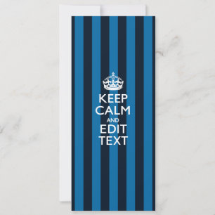 Carte Votre texte sur Garder Calme Bleu Stripes