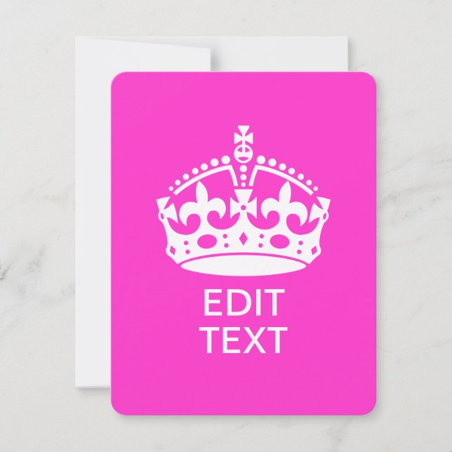 Carte Votre texte sur garder la couronne calme rose chau (Devant)