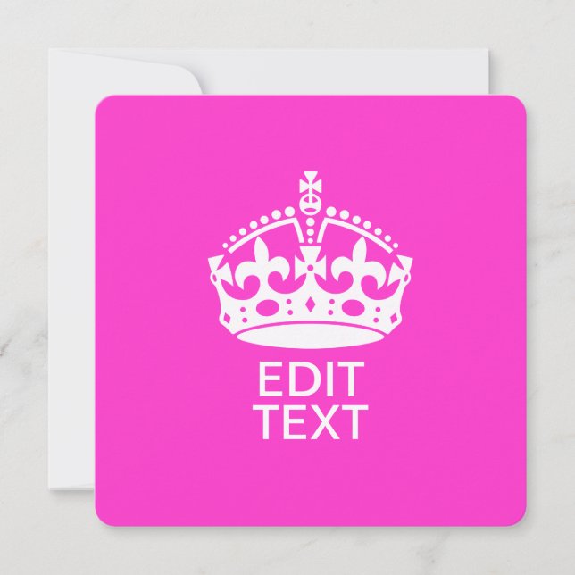 Carte Votre texte sur garder la couronne calme rose chau (Devant)