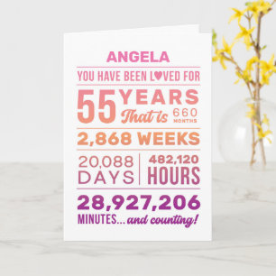 Carte Vous avez été aimé 55 ans, nom personnalisé d'anni