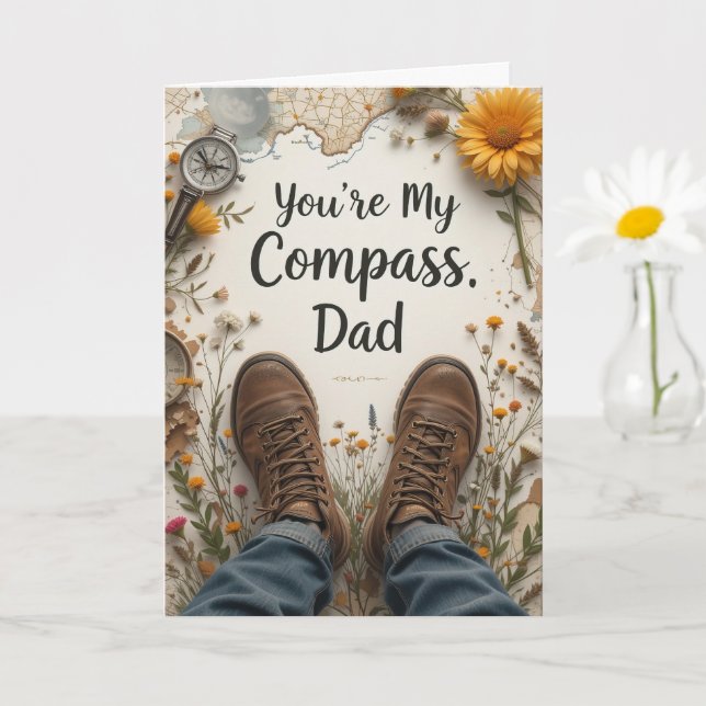 Carte Vous avez ma Randonnée papa de boussole (Petite plante)