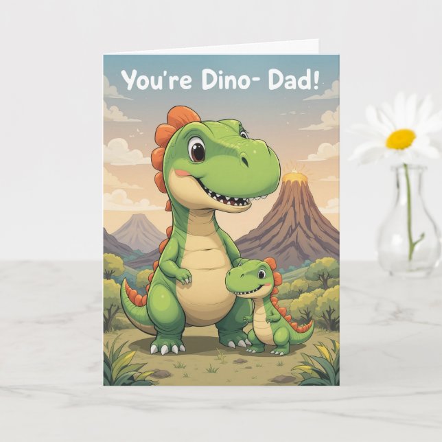 Carte Vous Dino Mite Dad Cute Dinosaur Fête des pères (Petite plante)