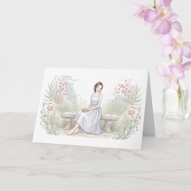 Carte Vous envoyer la paix - Lectrice du jardin à l'aqua (Orchidée)