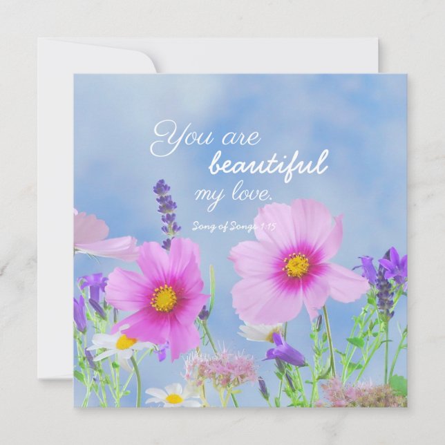 Carte Vous Êtes Belle Bible Verse Citation Fleurs Sauvag (Devant)