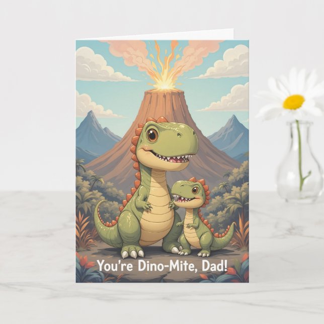 Carte Vous êtes Dino Mite Papa Mignon Volcan Dinosaure P (Petite plante)