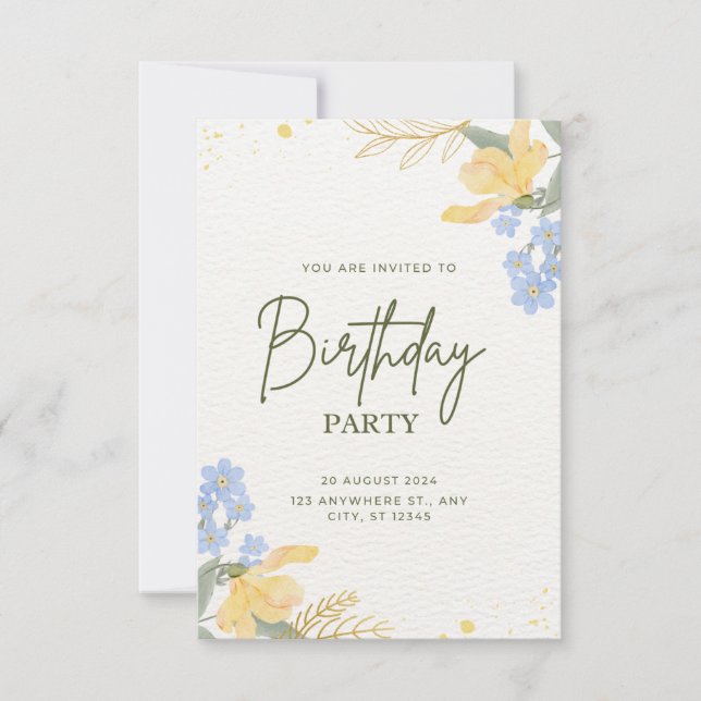 Carte "Vous êtes invité à une fête d’anniversaire!" (Devant)