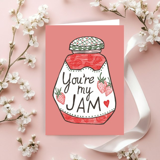 Carte VOUS ÊTES MA CONFITURE Illustration fraise Amour p (YOU ARE MY JAM Strawberry Illustration Custom Love Valentines Day Card
)
