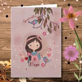 Carte Vous êtes Magique - Fille et Oiseaux Anniversaire