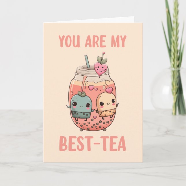 Carte Vous êtes mes meilleurs amis à thé kawaii boba bub (Devant)