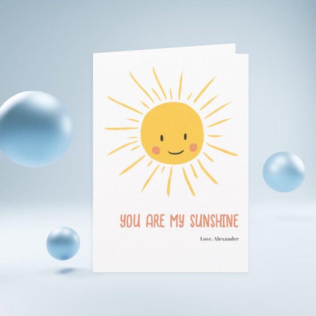 Carte Vous Êtes Mon Sunshine Cute Sun Editable Anniversa (You Are my Sunshine with Love Cute Anniversary Card with a Sun Smiling)