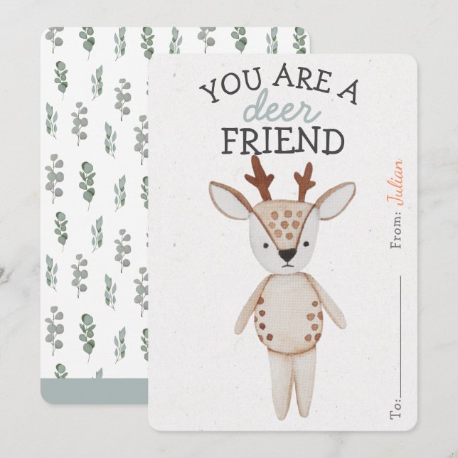 Carte Vous Êtes Un Ami De Cerfs Valentines Salle De Clas (Devant / Derrière)