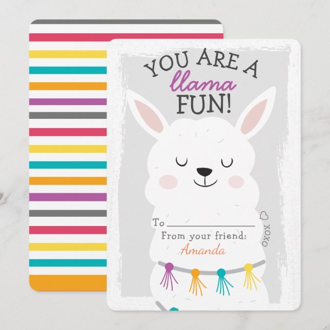 Carte Vous Êtes Un Llama Amusant Valentines Salle De Cla (Devant / Derrière)