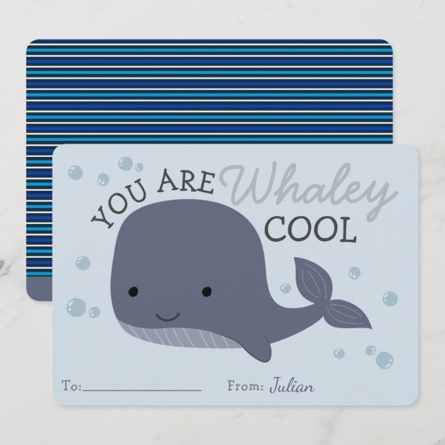 Carte Vous Êtes Whaley Cool Valentines Salle De Classe (Devant / Derrière)