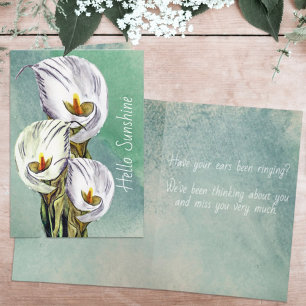 Carte Vous manquez calla lilies aquarelle personnalisé