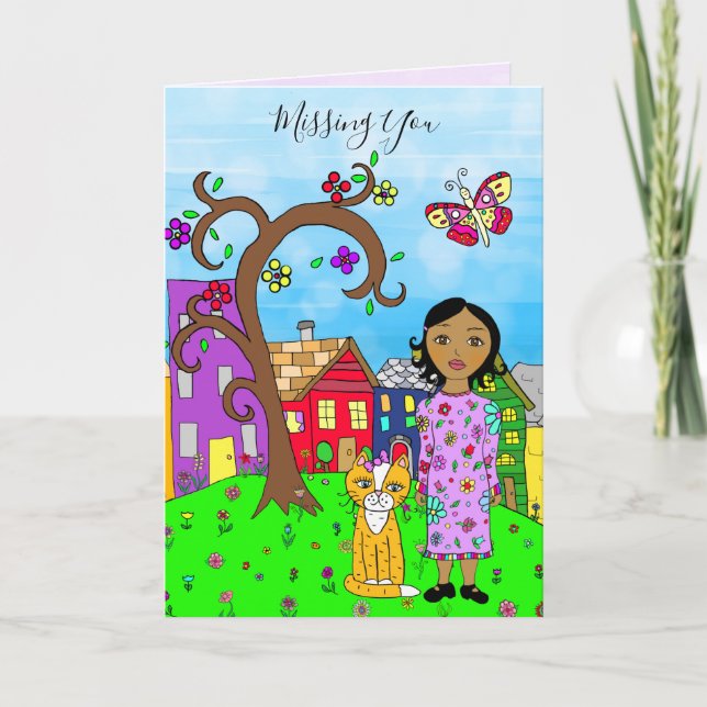 Carte Vous manquez, la Dame de Whimsical et l'amitié des (Devant)