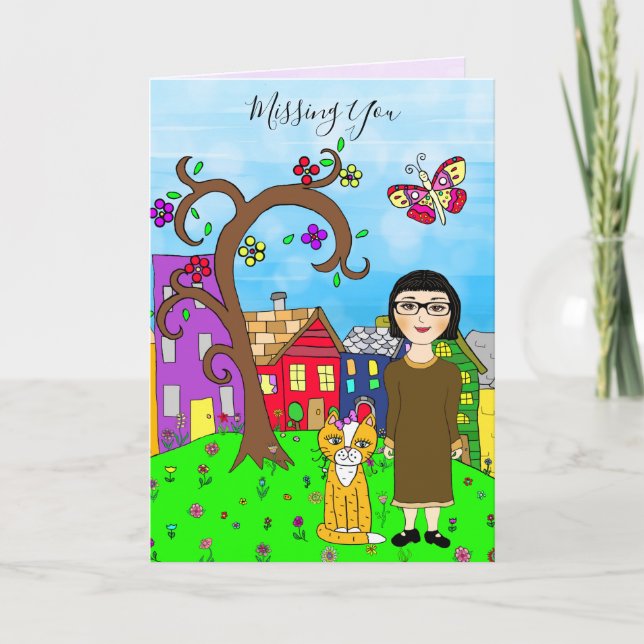 Carte Vous manquez, la Dame de Whimsical et l'amitié des (Devant)