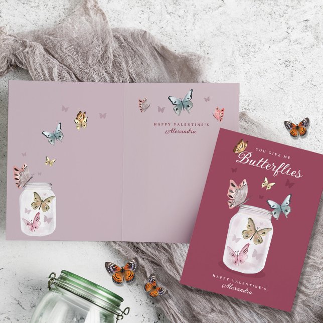 Carte Vous Me Donnez Des Papillons Heureuse Sainte-Valen (You Give Me Butterflies Happy Valentine's Day Card)