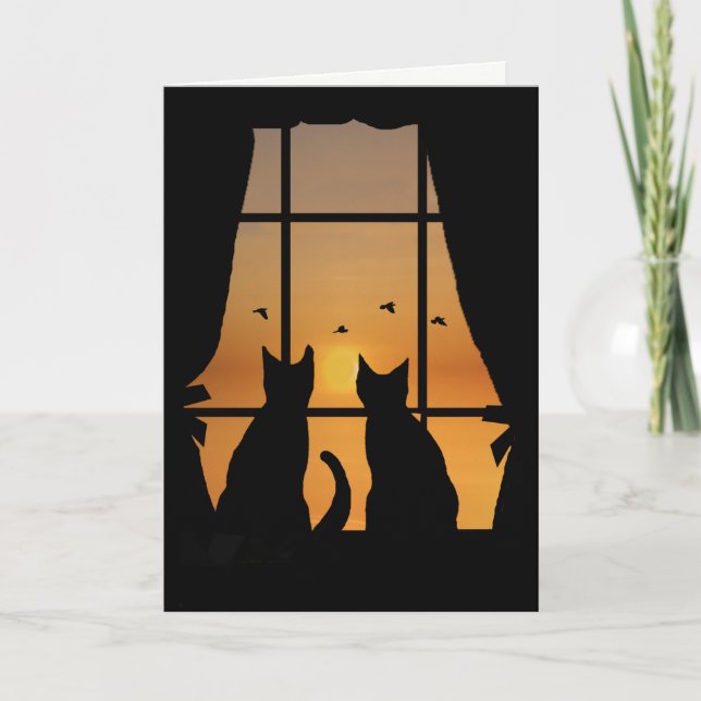 Carte Vous nous manquez Chats dans la fenêtre (Devant)