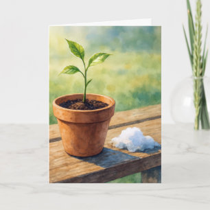 Carte Vous Pensez à Votre Plante en Pot Avec Tas de Neig