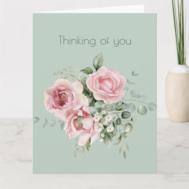 Carte Vous Pensez aux Roses Botaniques Roses Foncées (Devant)