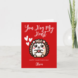 Carte Vous Portez Mon Coeur   Hedgehog Pun Saint Valenti